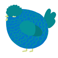A sapphire and teal chicken with a lace pattern