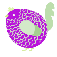 A amethyst and gluppy chicken with a lace pattern