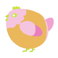 A honey and pink chicken with a head pattern