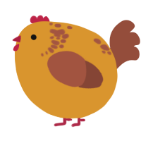 A orange and russet chicken with a neck-speckle pattern