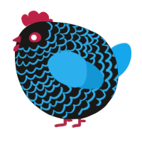 A sable and sky chicken with a lace pattern