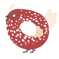 A red and cream chicken with a speckle pattern