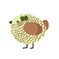 A apple and brown chicken with a lace pattern