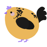 A honey and sable chicken with a neck-speckle pattern