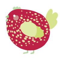 A crimson and lemon chicken with a speckle pattern