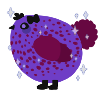 A blurple and wine chicken with a speckle pattern