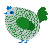 A silver and leaf chicken with a lace pattern