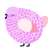 A lavender and rose chicken with a lace pattern