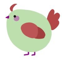 A gluppy and red chicken