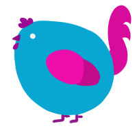A cerulean and fuchsia chicken