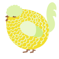 A yellow and apple chicken with a lace pattern