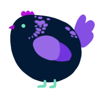 A tumblr and blurple chicken with a neck-speckle pattern