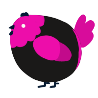 A sable and fuchsia chicken with a head pattern