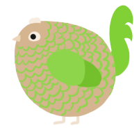 A beige and grass chicken with a lace pattern