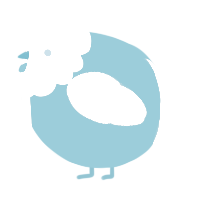 A cerulean and white chicken with a head pattern