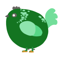 A leaf and spring chicken with a neck-speckle pattern