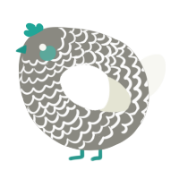 A ash and white chicken with a lace pattern