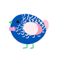 A ultramarine and rose chicken with a half-lace pattern