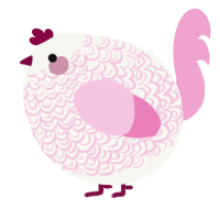 A white and pink chicken with a double-lace pattern