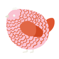 A rose and vermilion chicken with a lace pattern