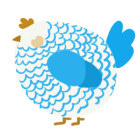 A white and sky chicken with a lace pattern