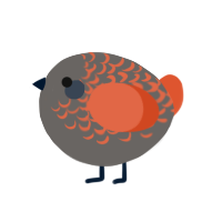A grey and vermilion chicken with a half-lace pattern