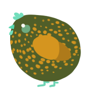 A olive and ochre chicken with a speckle pattern