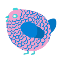 A pink and sapphire chicken with a lace pattern
