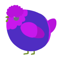 A indigo and amethyst chicken with a head pattern