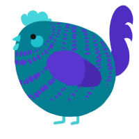 A sea and indigo chicken with a bar pattern