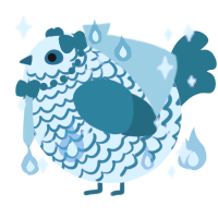 A rose and teal chicken with a lace pattern