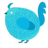 A aqua and cerulean chicken with a double-lace pattern