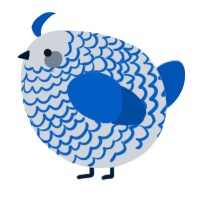 A mist and ultramarine chicken with a lace pattern