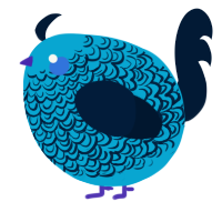 A cerulean and tumblr chicken with a double-lace pattern
