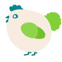 A cream and grass chicken