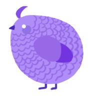 A lilac and blurple chicken with a lace pattern