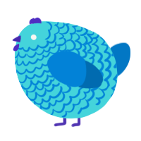 A aqua and sapphire chicken with a lace pattern