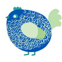 A ultramarine and gluppy chicken with a double-lace pattern