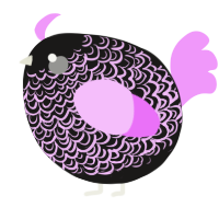 A sable and lavender chicken with a double-lace pattern