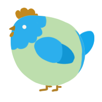 A gluppy and sky chicken with a head pattern