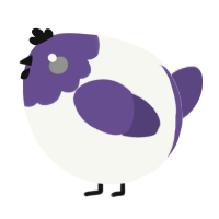 A white and overcast chicken with a head pattern