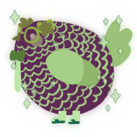 A plum and lemon chicken with a lace pattern