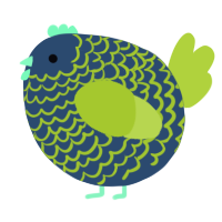A beige and indigo chicken with a lace pattern