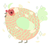 A teal and wine chicken with a lace pattern