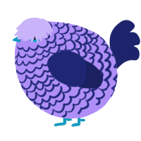 A lilac and navy chicken with a lace pattern
