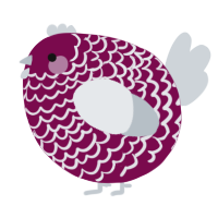 A wine and mist chicken with a lace pattern