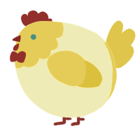 A white and yellow chicken with a head pattern