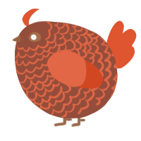 A russet and vermilion chicken with a lace pattern