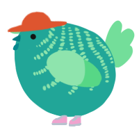 A turquoise and spring chicken with a half-bar pattern