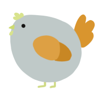 A silver and orange chicken